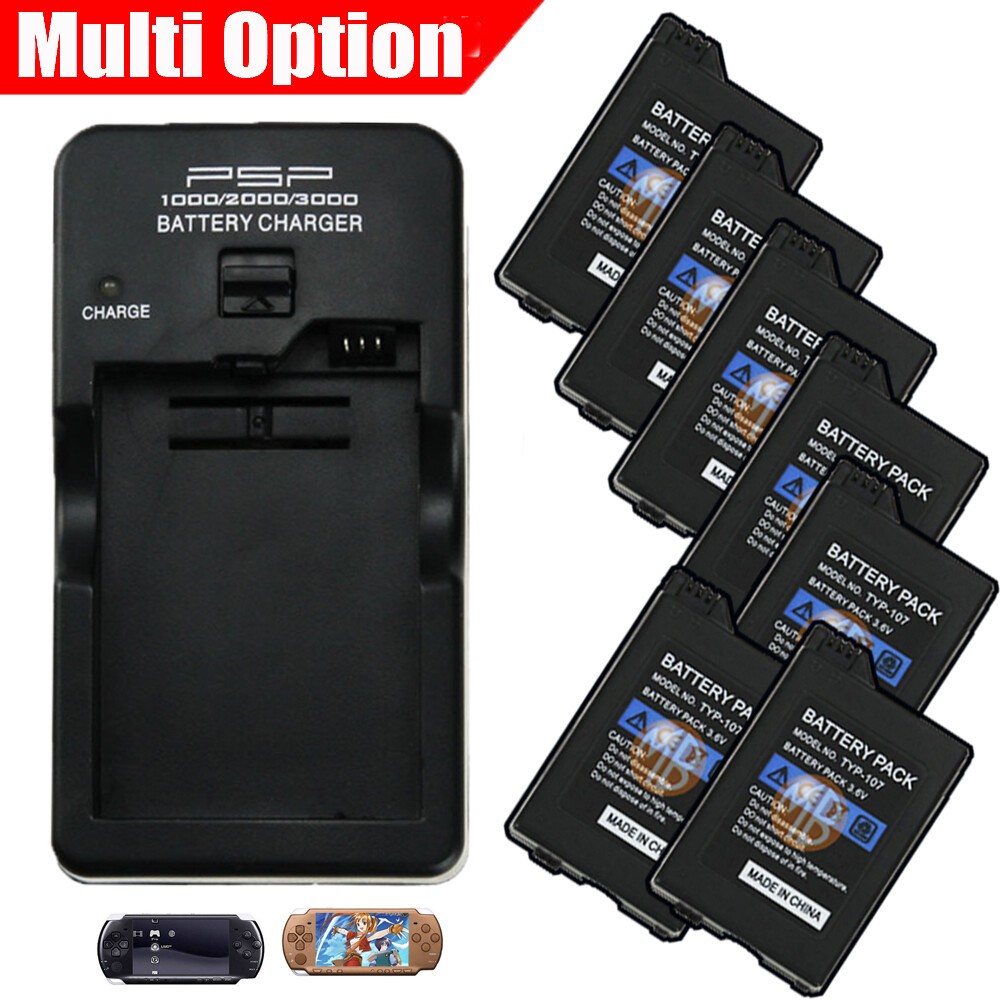 3600mAh PSP Battery + Wall Charger Pack for 2000 3000 2006 Rechargeable Replace