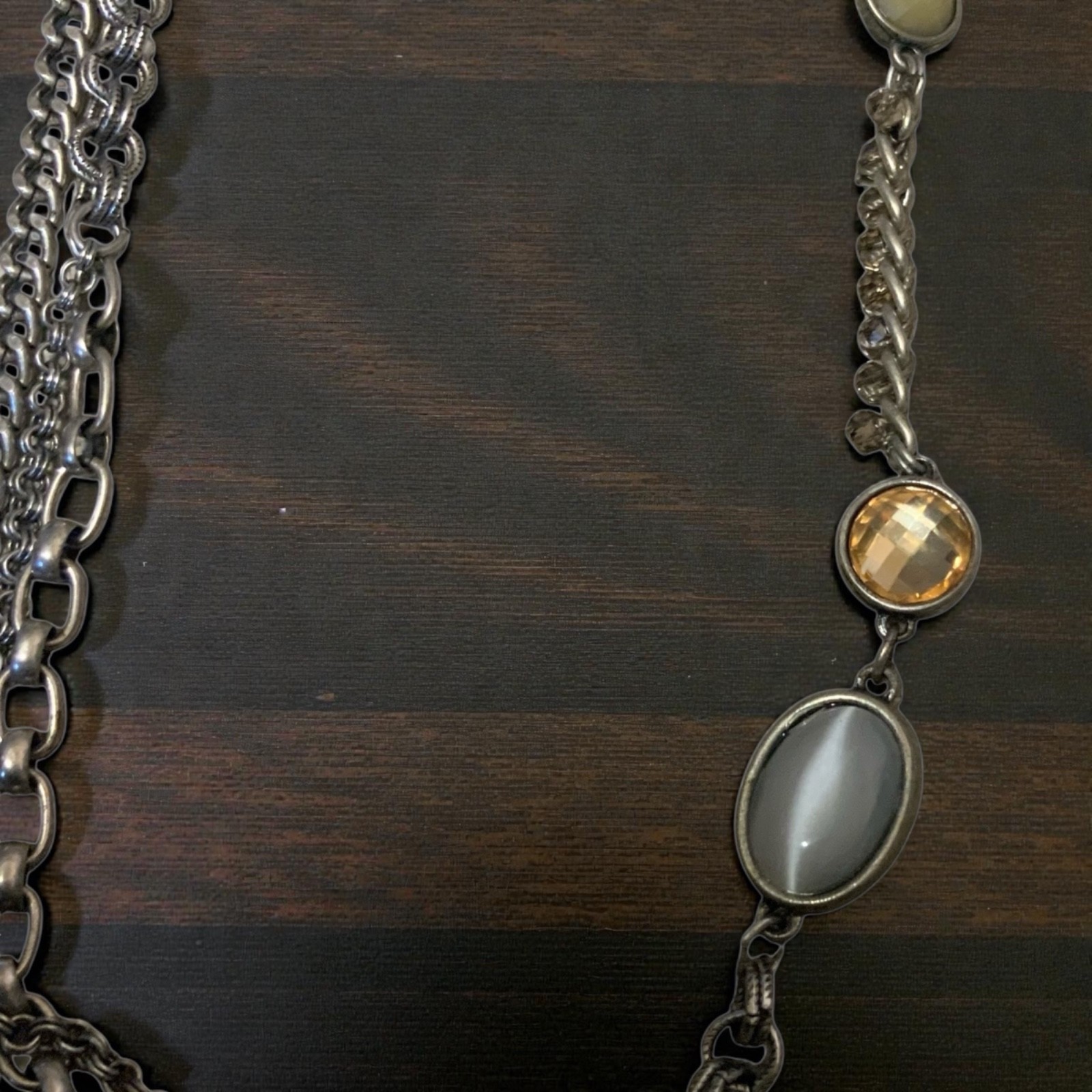 LOFT Silvertone Gray Bead Scoop Chain Necklace