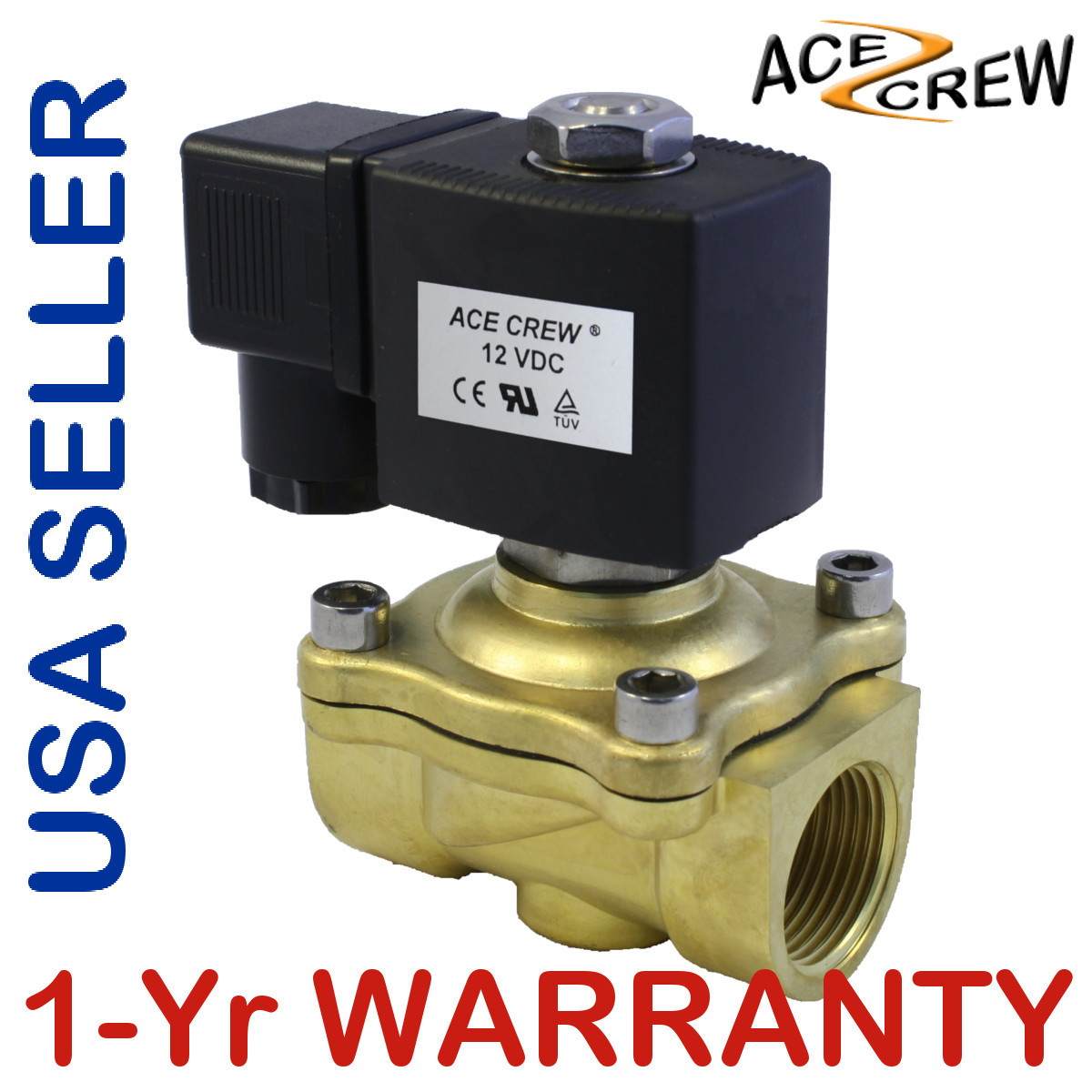 VITON 3/4 inch 12V DC VDC Brass Solenoid Valve NPT Gas Water Air Normally Closed