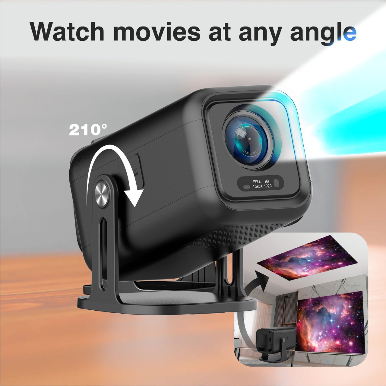 Laser 1080p Android 13 Smart Projector Auto Focus 210 Tilt