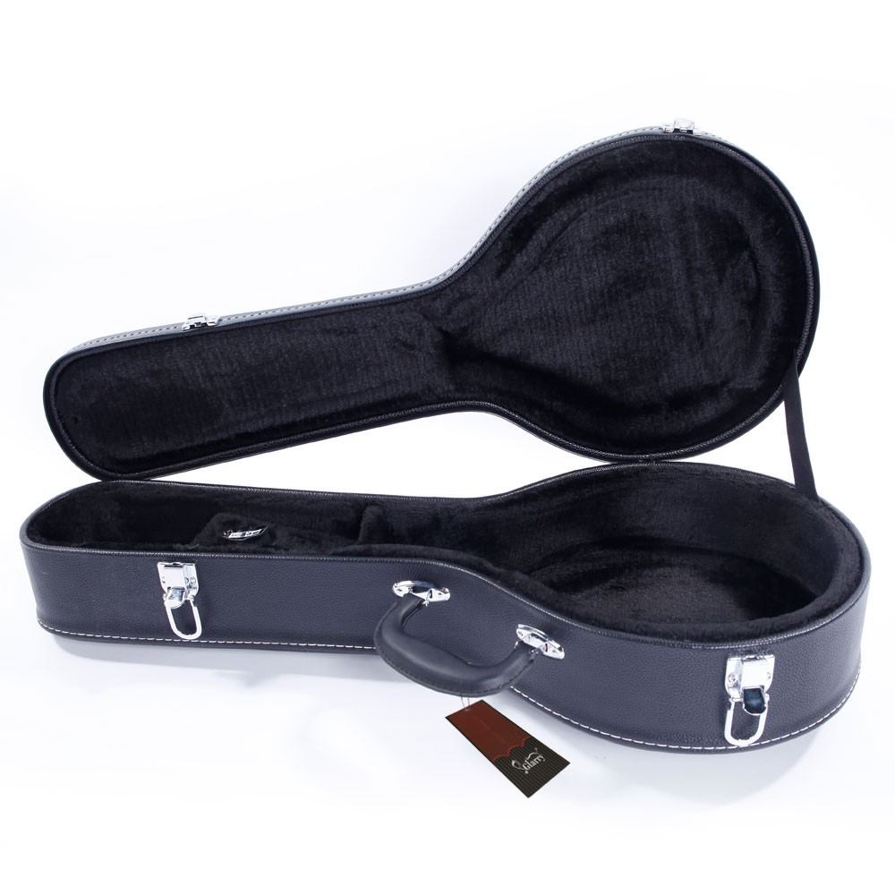 Hardshell A-Style Microgroove Pattern Leather Wood Mandolin Case Black