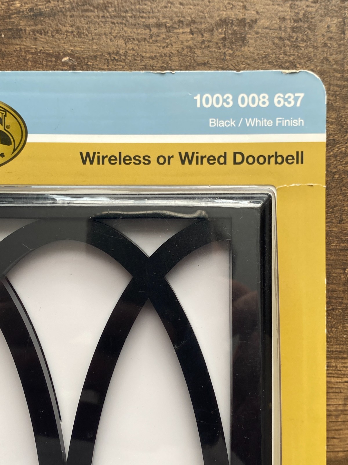Hampton Bay Wireless or Wired Door Bell in Black Frame w/White Insert