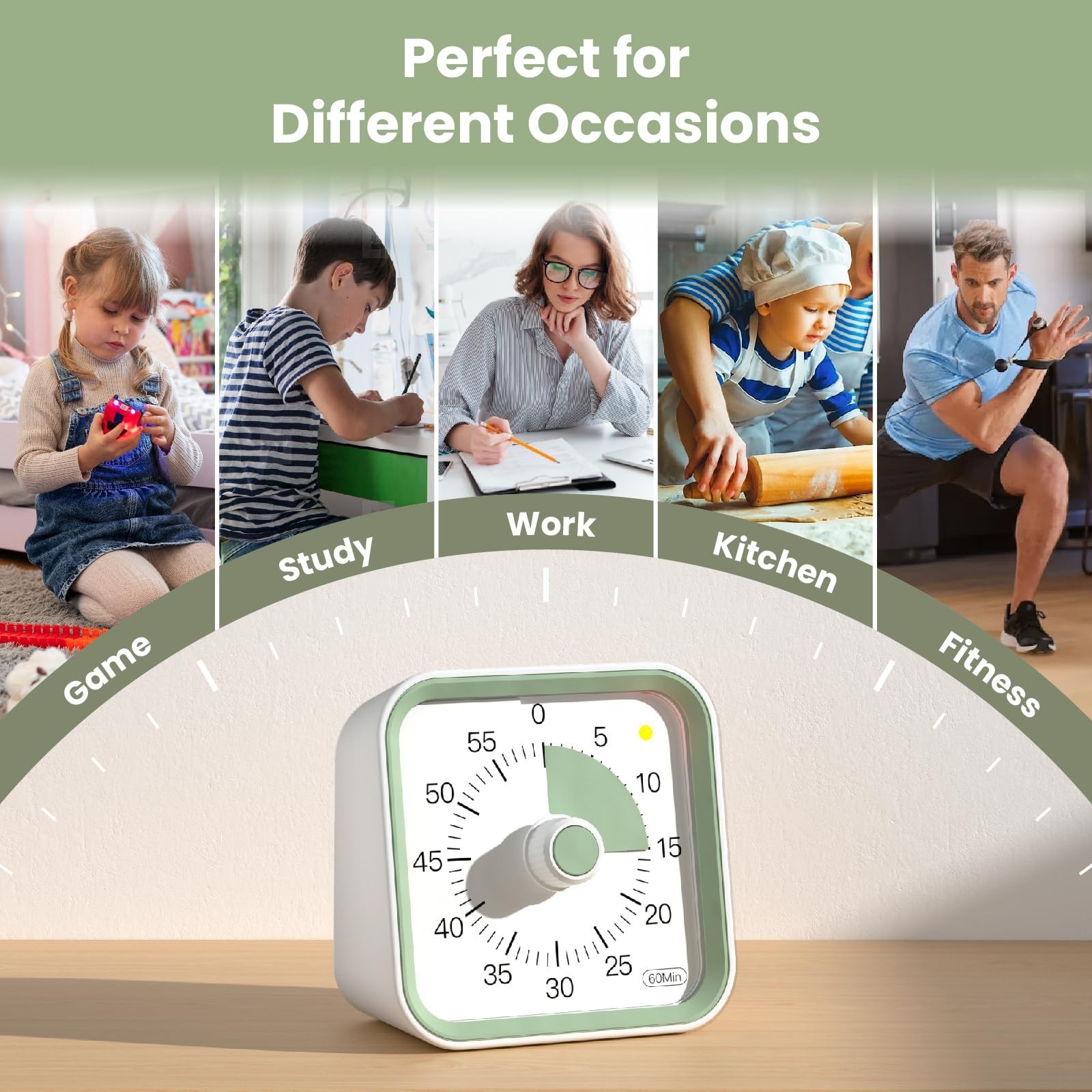 Visual Timer for Kids with Pause Function, 60 Minute Countdown Timer for Kids...