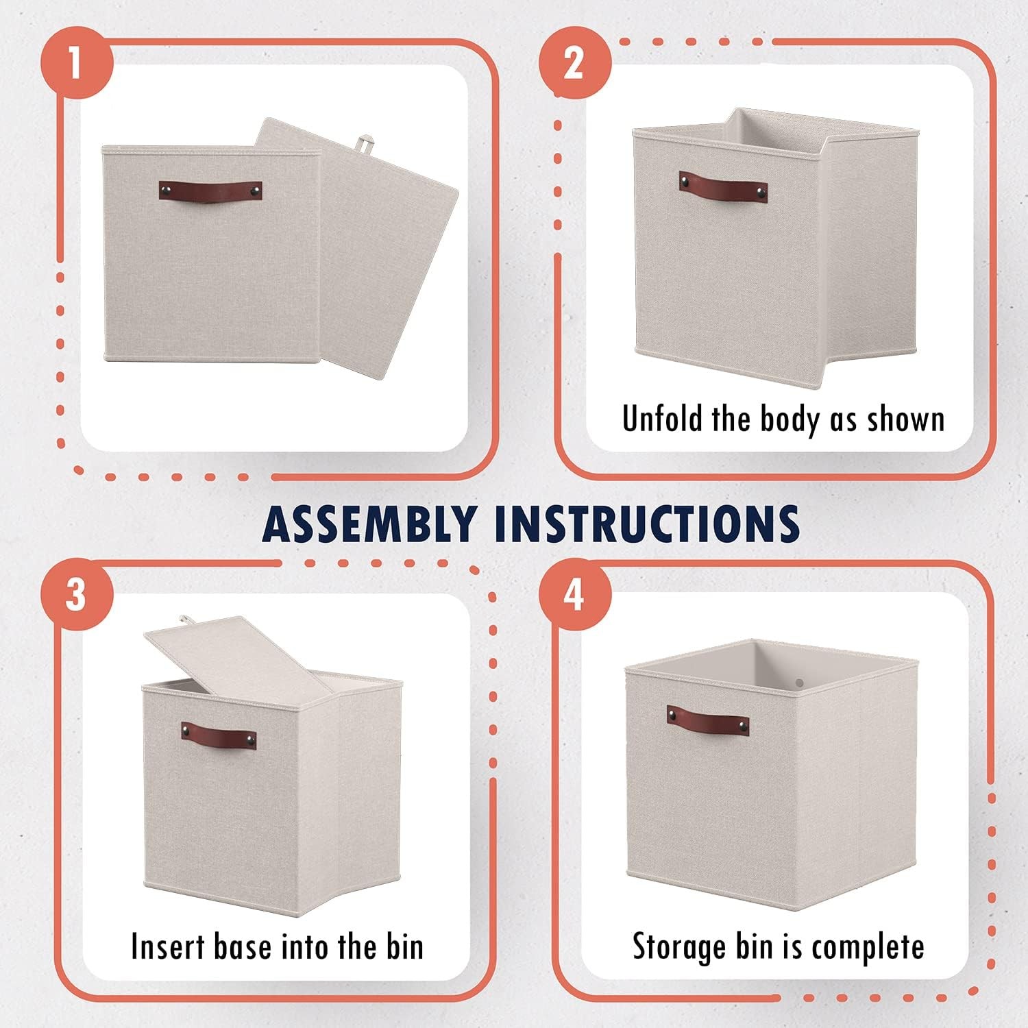 13 x 13 Storage Cube Bins, Foldable Collapsible Fabric Storage Bins Box Linen