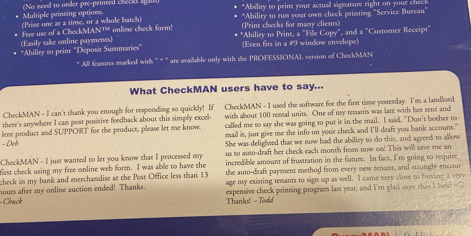 CHECKMAN CHECK PRINTING SOFTWARE/ROM