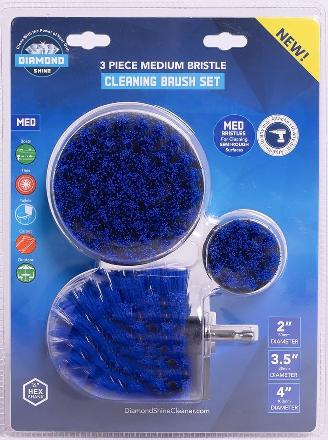 3-Pack Multipurpose Drill Brush Attachment - Turns Drill Into Electric Scrubb...