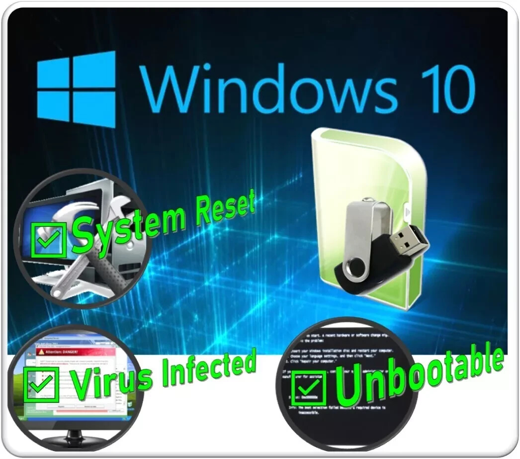 Windows Repair USB Drive - For Non-Boot, Virus Infection, Recovery, Etc.