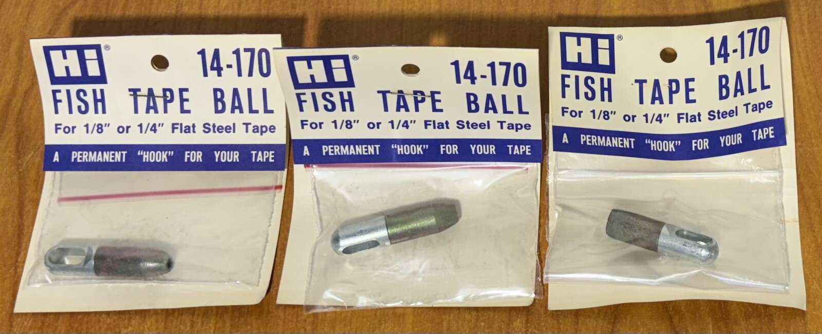 LOT OF 3: Vintage HI HOLUB INDUSTRIES ITT FISH TAPE BALL 14-170 -- NOS