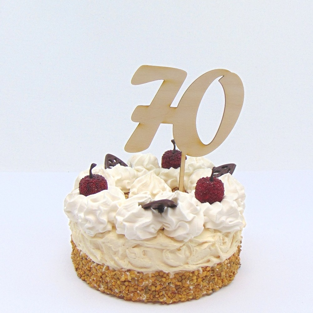 Cake Topper Number 70th Birthday Wooden, Cake Topper, Cake Figurine