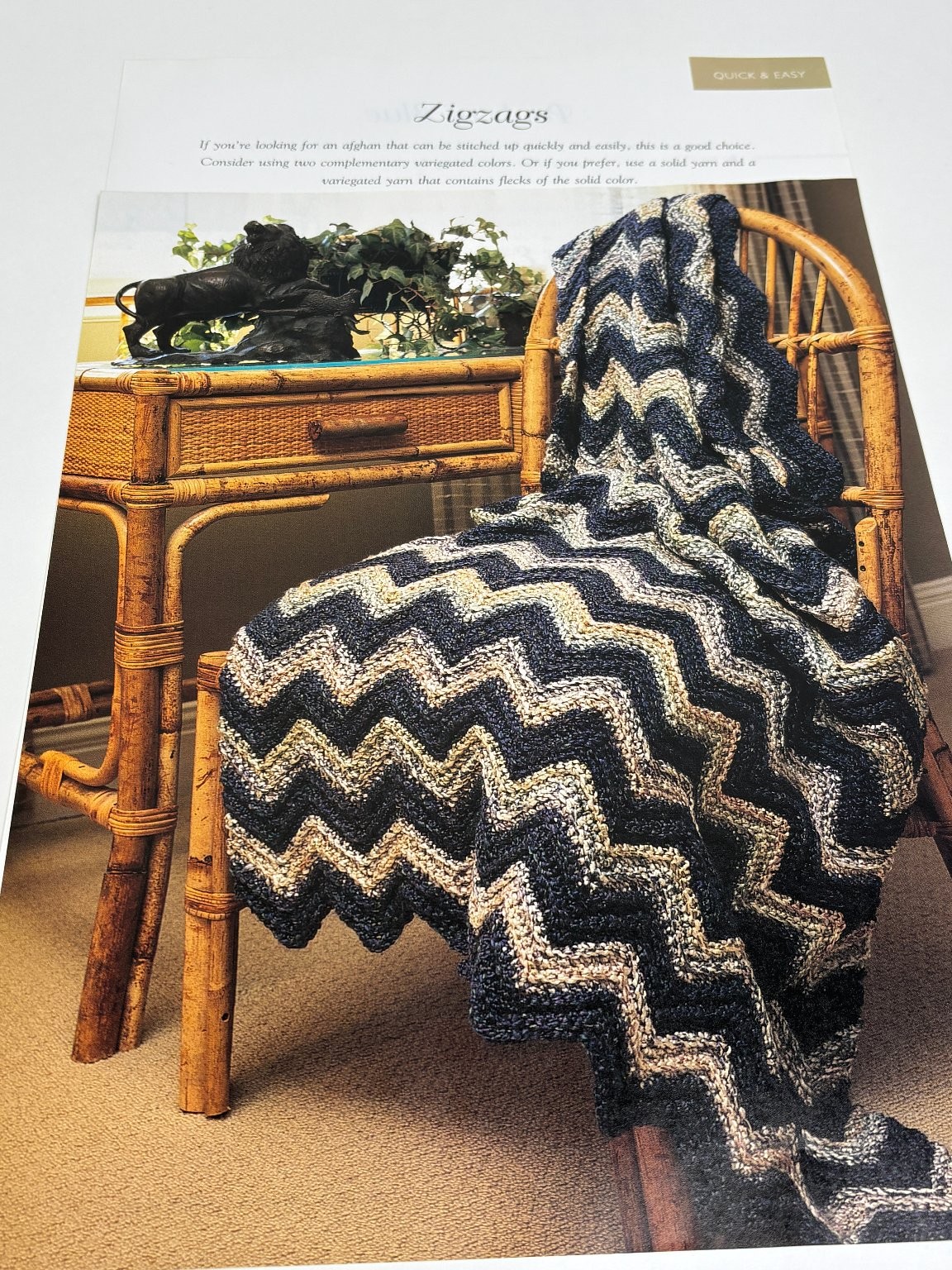 Zigzags Afghan Crochet Pattern Chunky Size 40x58 Book Pages