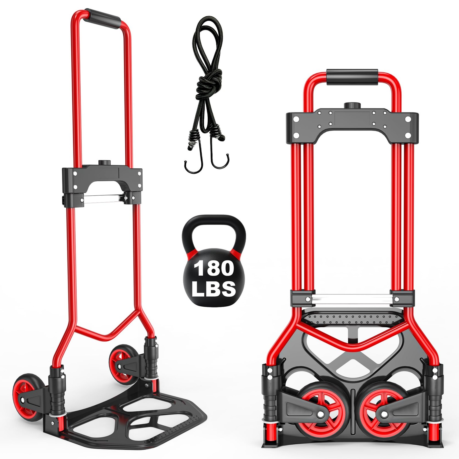 Folding Hand Truck Dolly Cart, 180LBS Portable Aluminum Hand Truck Foldable w...