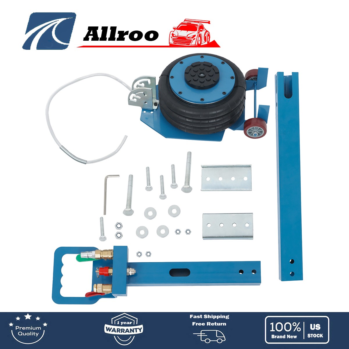 Blue Triple Bag Air Jack 3 Ton 6600lbs Pneumatic Jack for Car Lifting 5.5"-17.7"