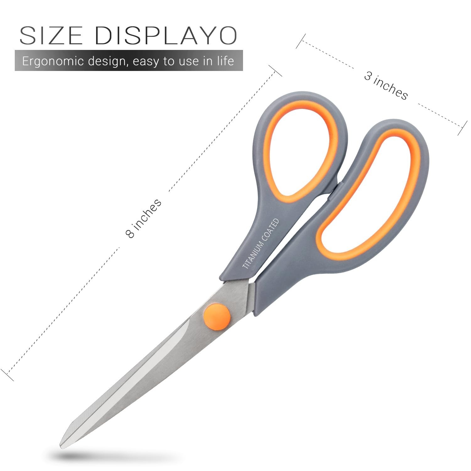 Scissors 8" Multipurpose Titanium Coated Sturdy Sharp, Gray, 1 Pack | Right/L...