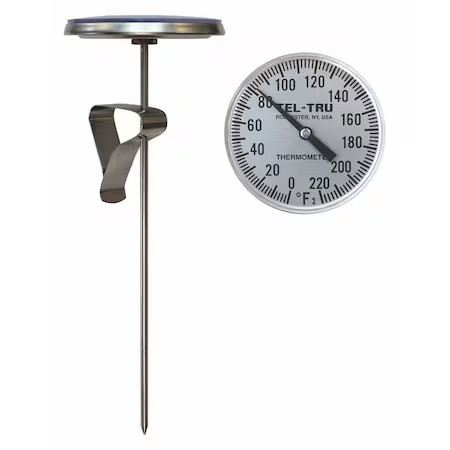 Tel-Tru Lt330r-0853 Analog Dial Thermometer, Stem 8" L