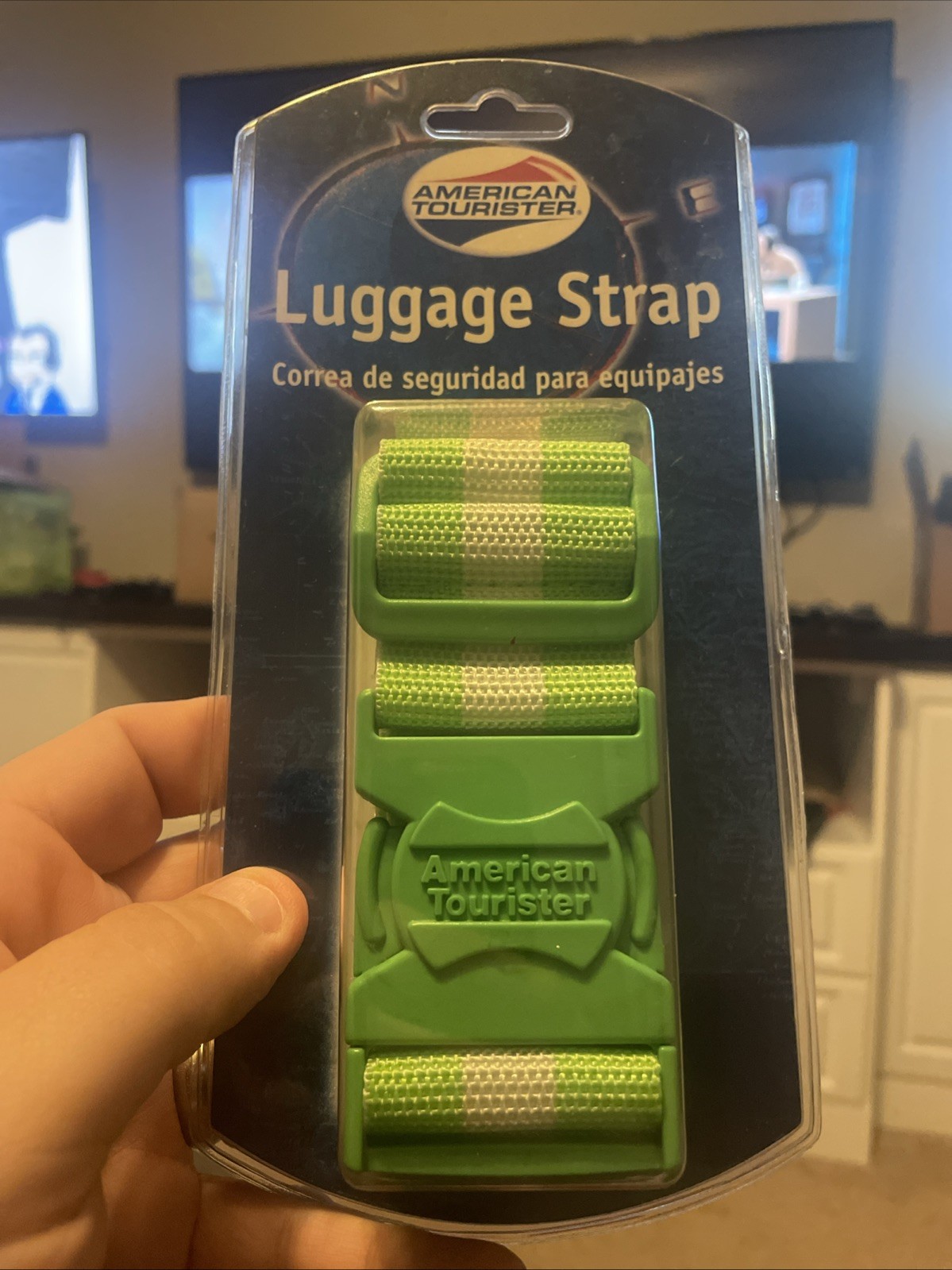 American Tourister Durable Woven Luggage Strap Green New