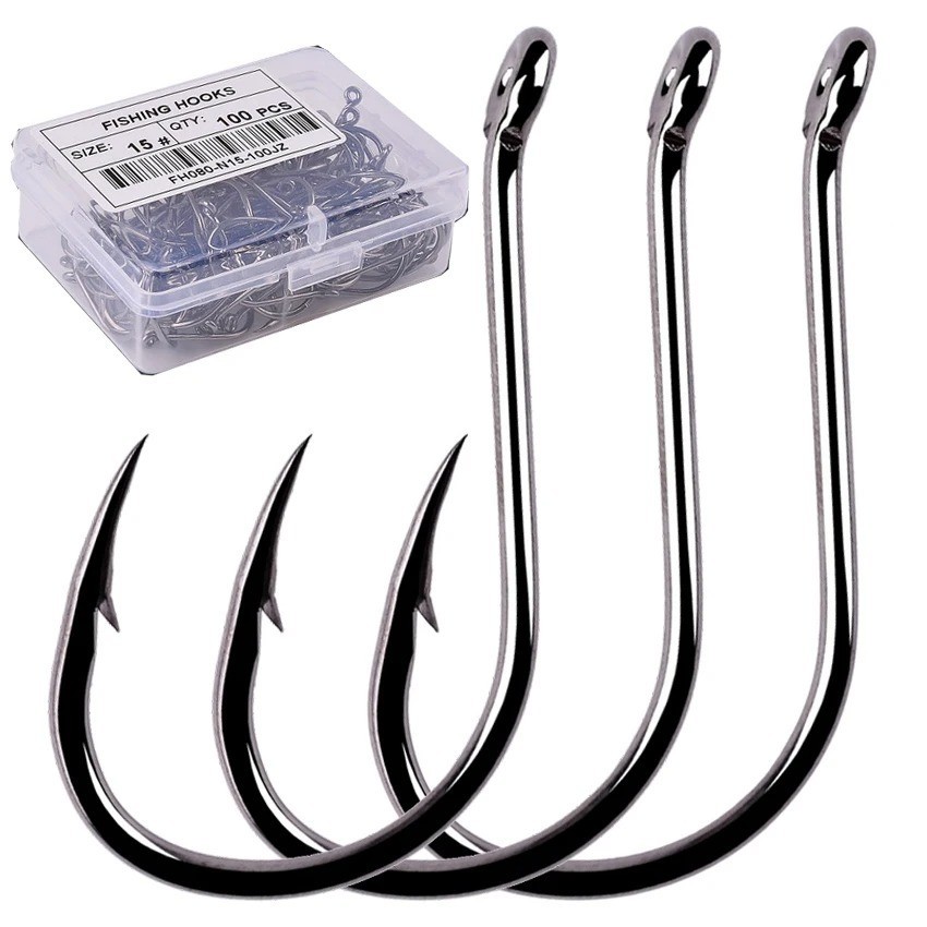 100pcs Circle Fishing Hooks 1# 1/0 5/0 Ultra Sharp Carbon Steel Octopus Offset