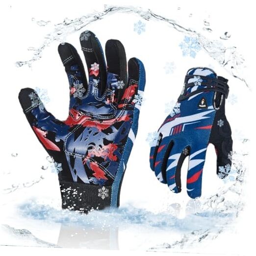 Winter Lined Motorcycle Gloves for Men,Cycling Gloves,Powersprots Small Red