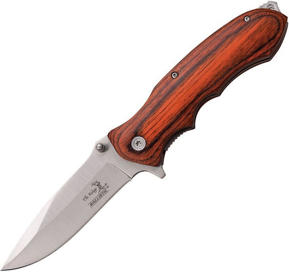 Elk Ridge Linerlock A/O Folding Knife 3.5" Brown Pakkawood Handle - ER-A160SW