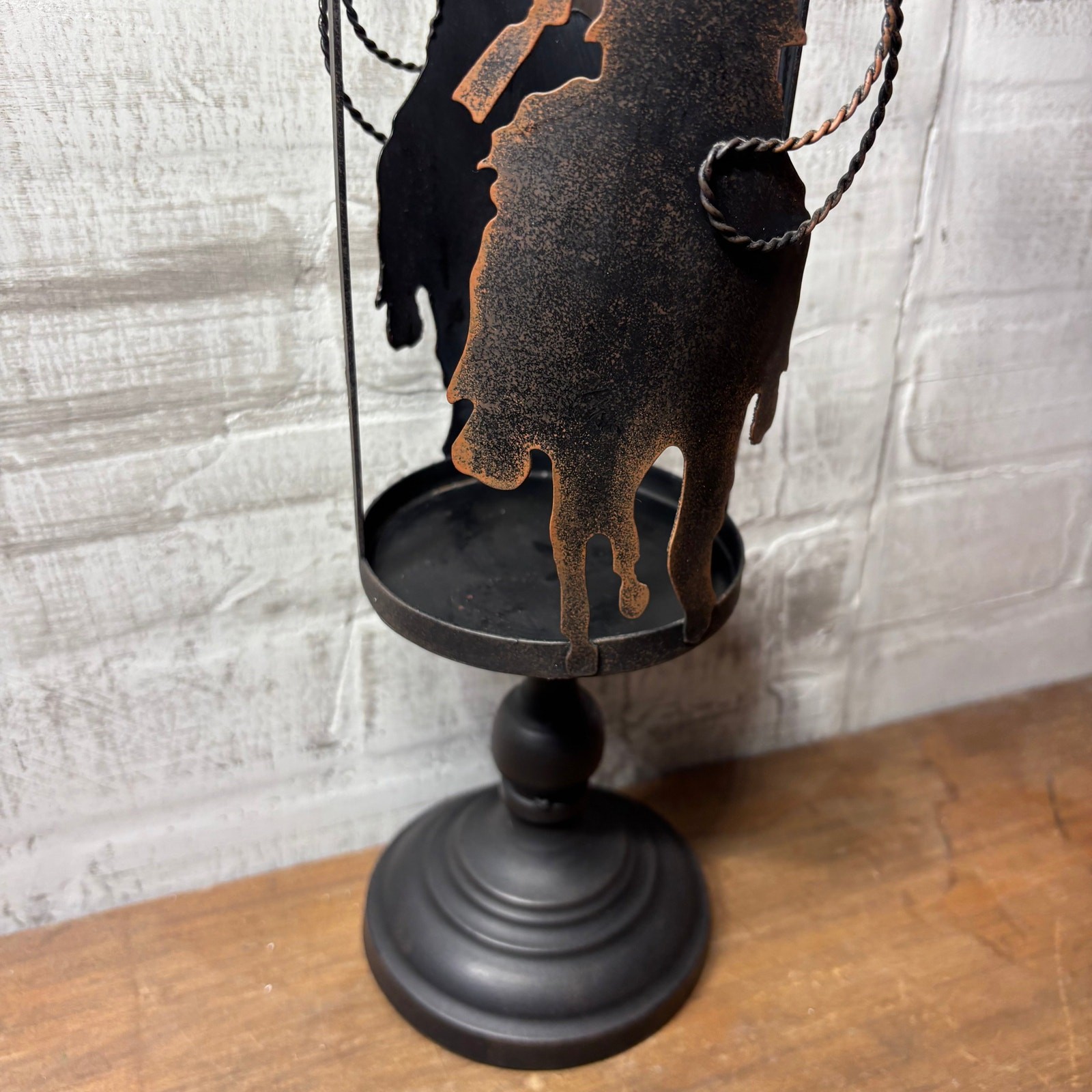 Rustic Cowboy Silhouette Metal Candle Holder