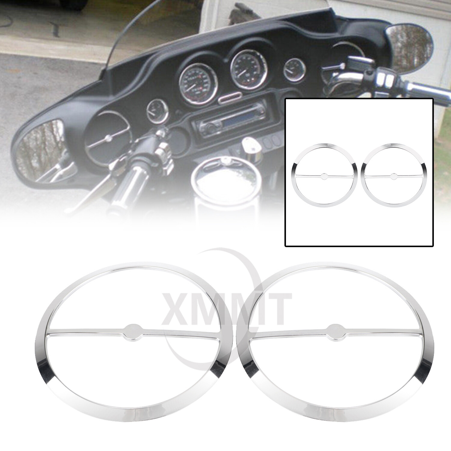 Chrome Speaker Trim Ring Cover For Harley Touring Electra Street Glide 2014-UP