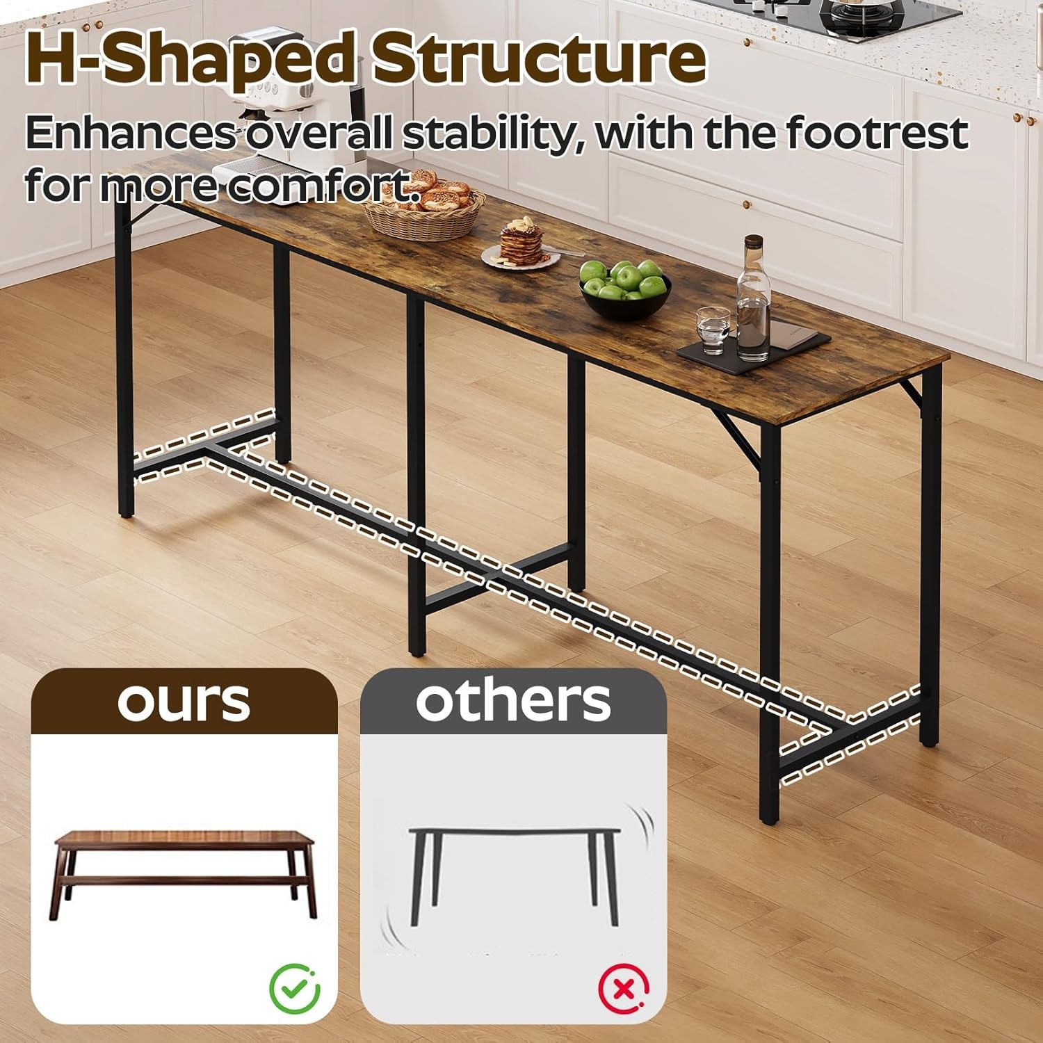 70.9" Bar Table & Chairs Set Dining Table & Chair Sets 3 Piece Counter Height