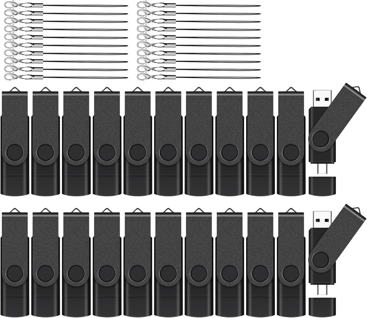 EASTBULL 4GB USB-C Flash Drive 20 Pack with Lanyards - OTG USB 2.0 Type-C Fla...