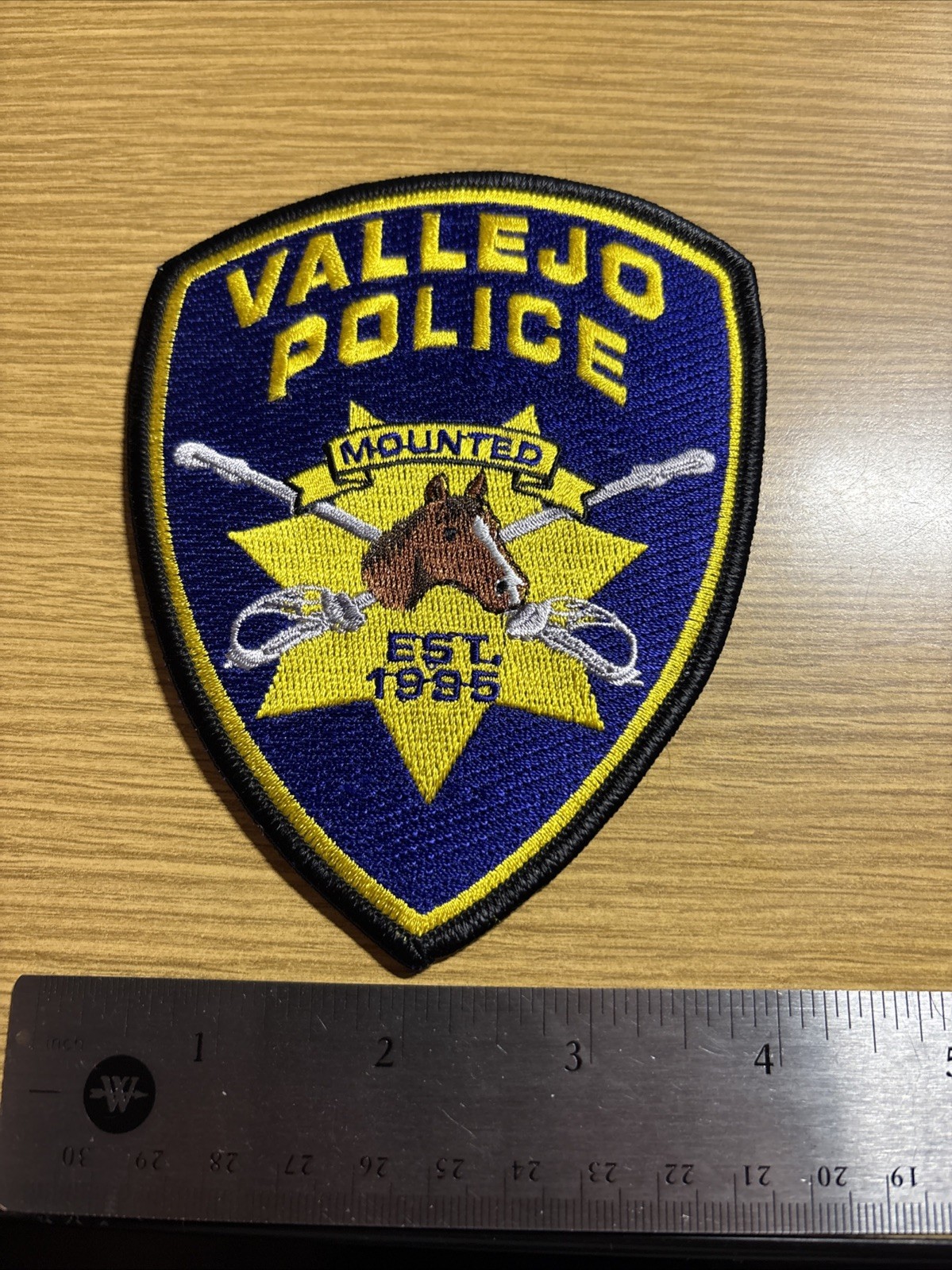 Vallejo California Mounted Police Shoulder Patch Badge-Historical Memorabilia