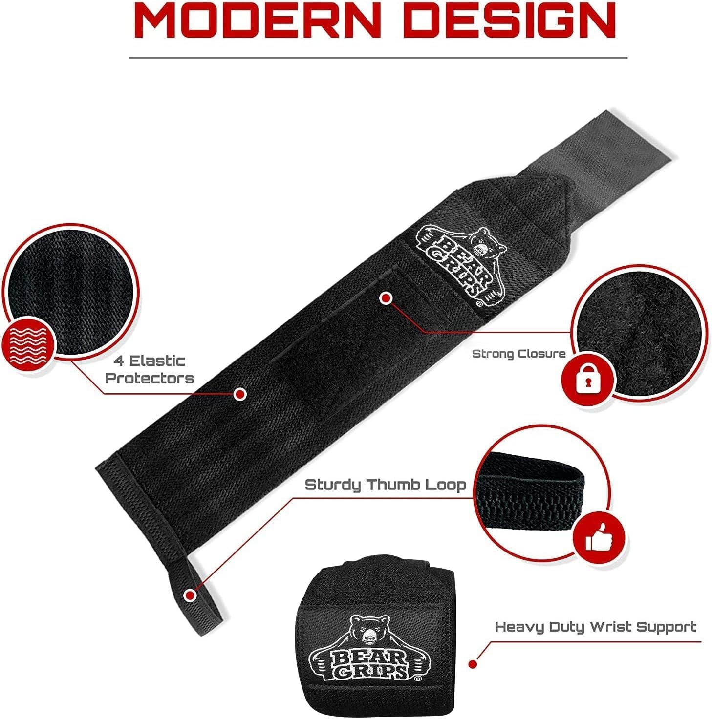Extra Strength Gym Wrist Wraps for Weightlifting | 2 Compression Protectors |...