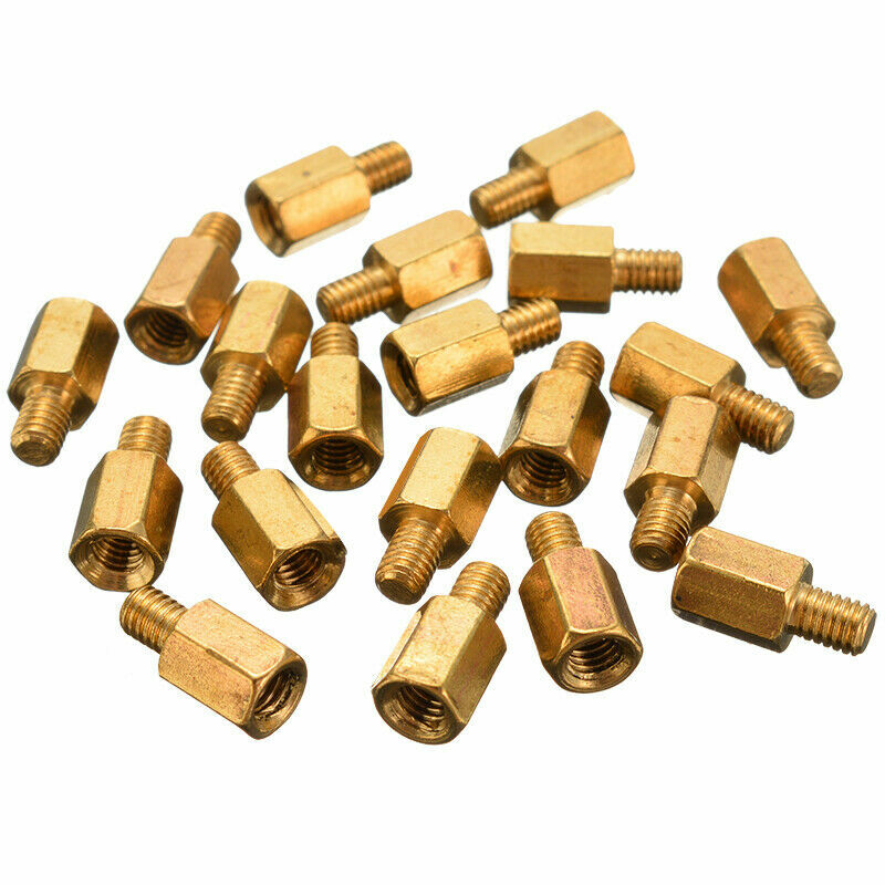100Pcs Brass Standoff Hexagonal Net Spacer Screw Nut Female M3 4+6mm PC Board
