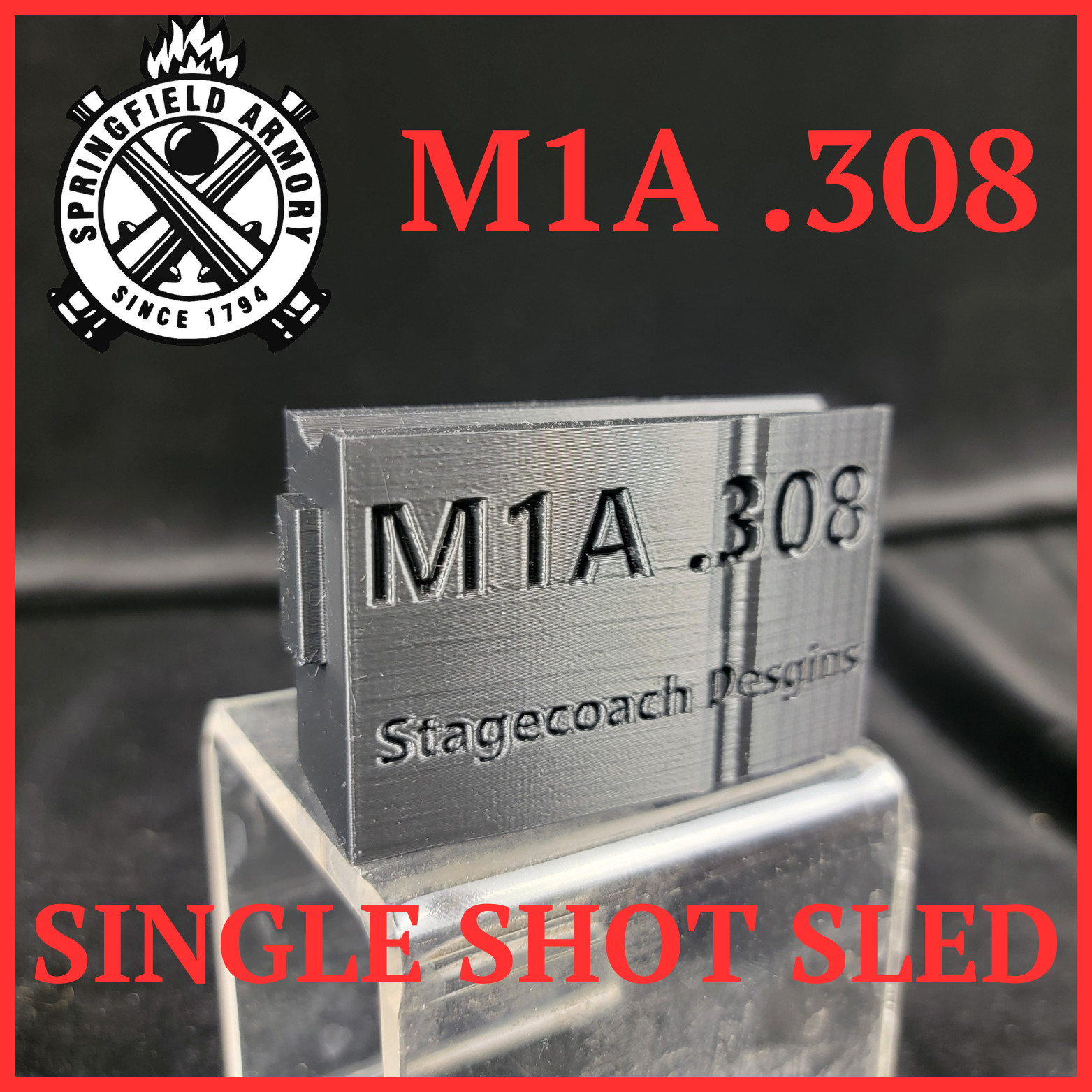 M1 Single Shot block adapter/sled/ For Springfield M1 in .308 Winchester