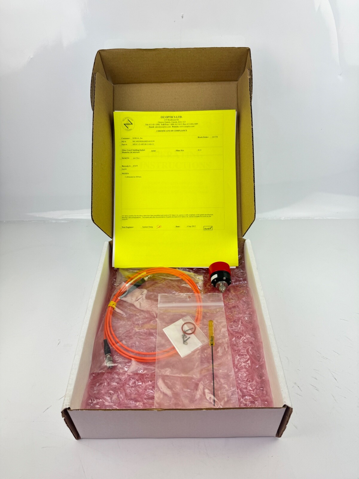 OZ Optics HPUC-23-405-M-11AS-11 w/ QMMJ-35-UVVIS-25/125-3-2 Patch Cable