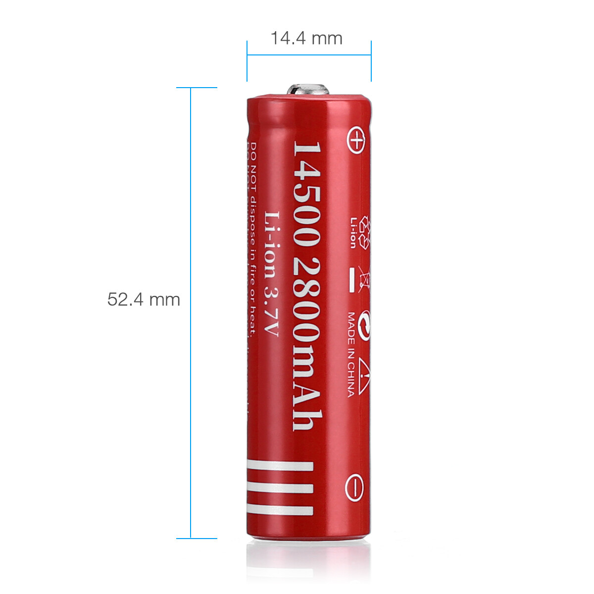 4X 14500 Battery 800mAh Li-ion 3.7V Rechargeable Batteries Cell For Flashlight