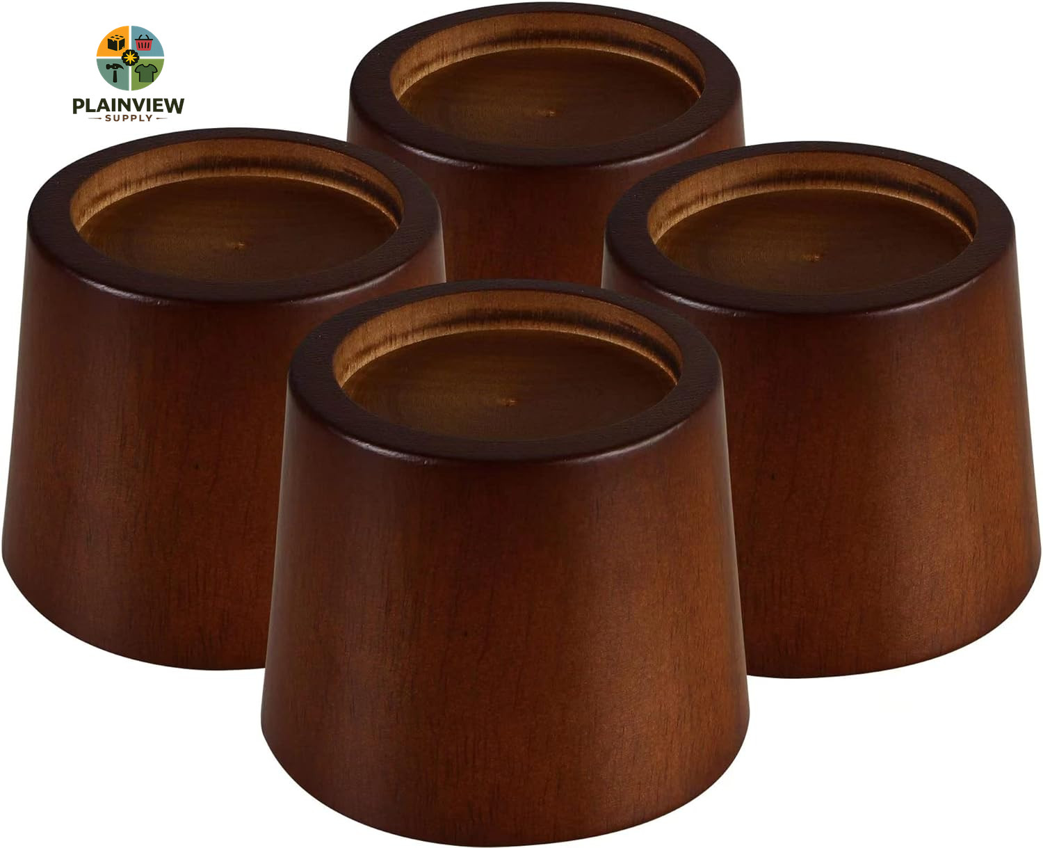 Wood Bed Furniture Risers Blocks - 3 Inch Set of 4 Bed Risers, Heavy Duty Solid