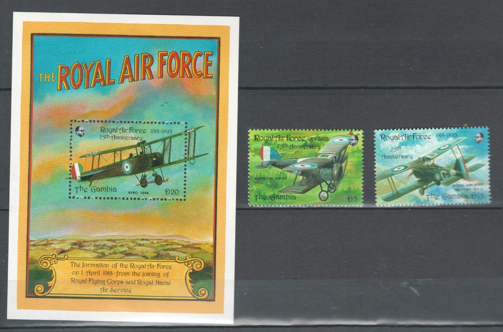 GAMBIA BRITISH AFRICA AIRPLANES AVIATION  MH SET & SOUVENIR SHEET Lot (BRCL 229)
