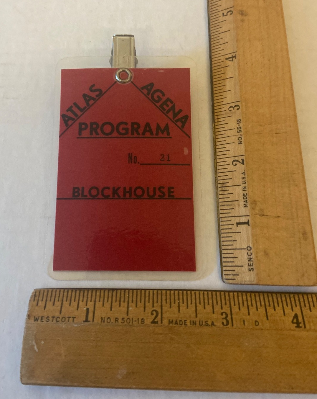NASA USAF 1960s-70s ATLAS AGENA PROGRAM BLOCKHOUSE Employee Access Badge #21