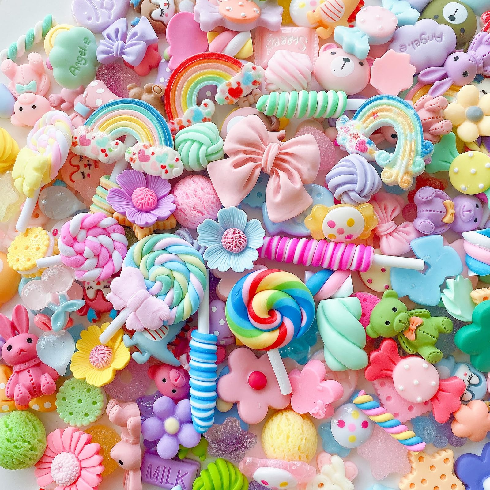 60 PCS Embellishments Bulk Set Flat Back Mixed Resin Ornament Scrapbooking