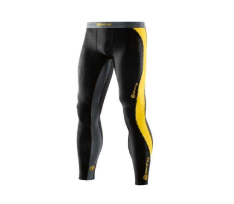 SKINS DNAMIC MENS COMPRESSION LONG TIGHTS - BLACK / CITRON