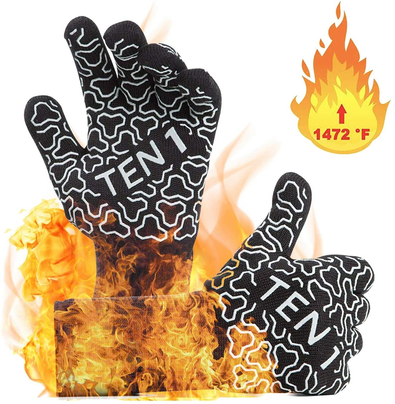 [1 PAIR] BBQ Gloves Extreme Heat Resistant Grill Gloves for Baking & grilling