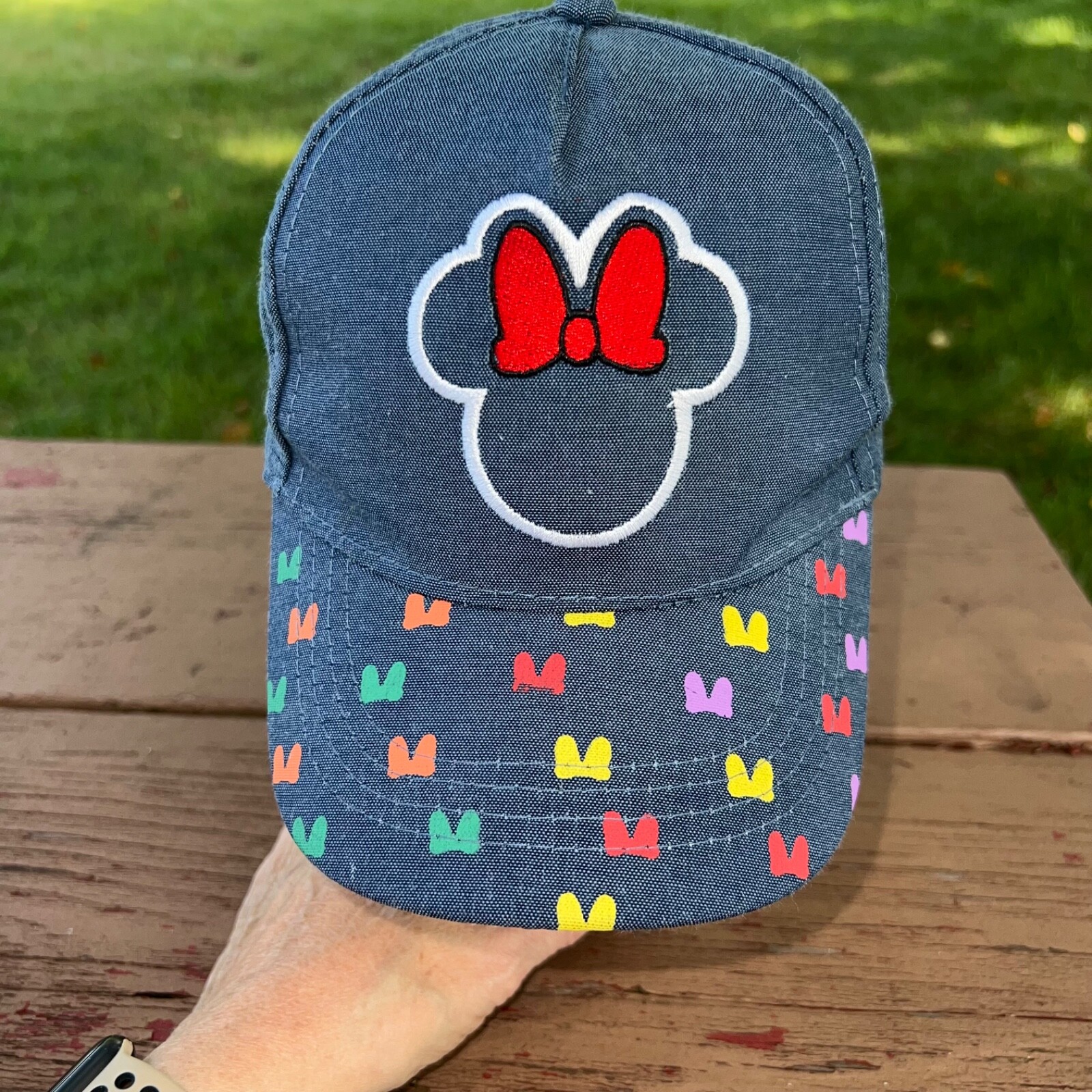 Disney Minnie Mouse Denim Junior Hat Cap  Snapback EUC