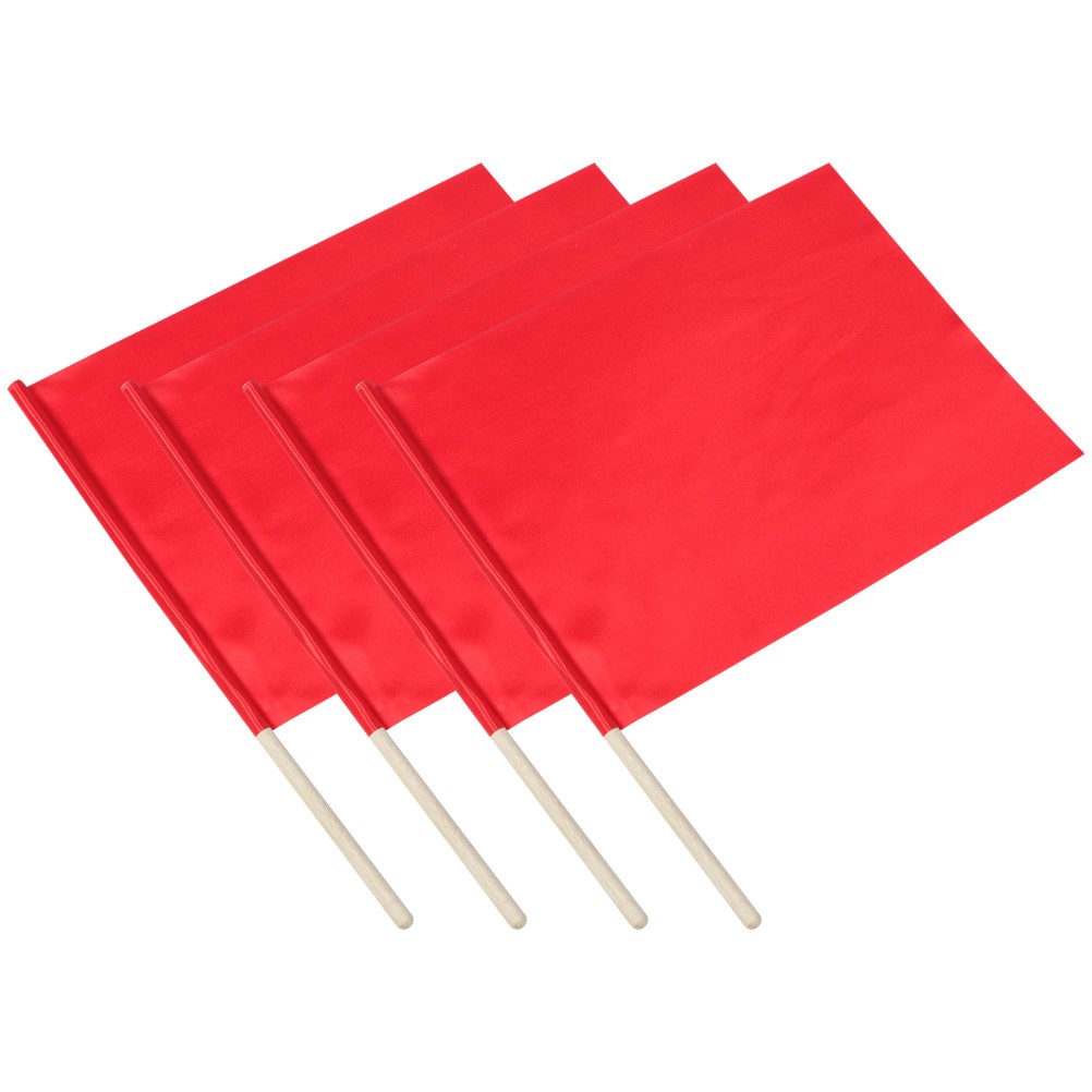4Pcs Durable Red Referee Flags for Soccer Football Race Conducting Outdoor Use