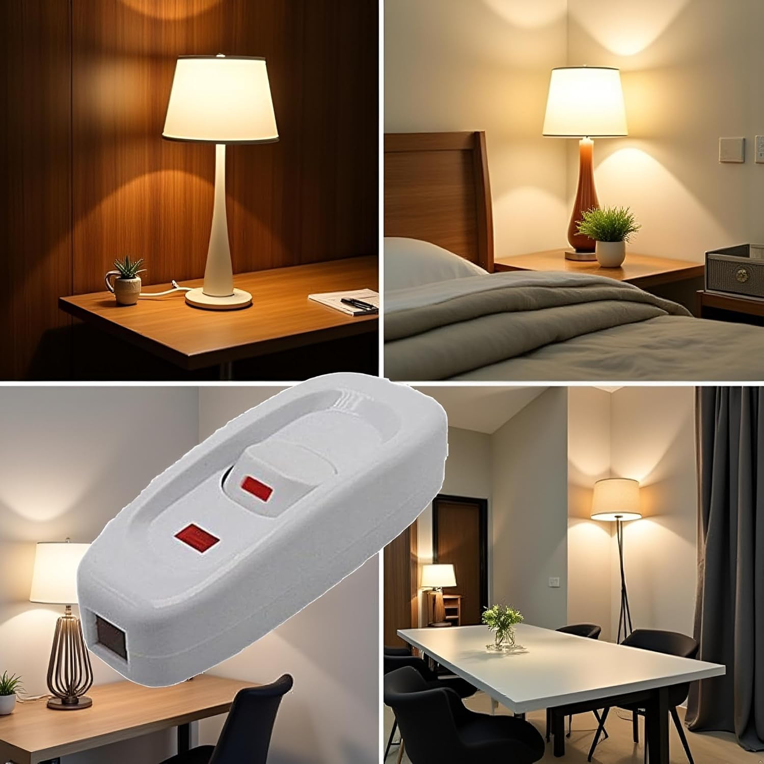 White On/Off Inline Switch Table Lamp Desk Light Cord Cable Switch 110-250V On/O