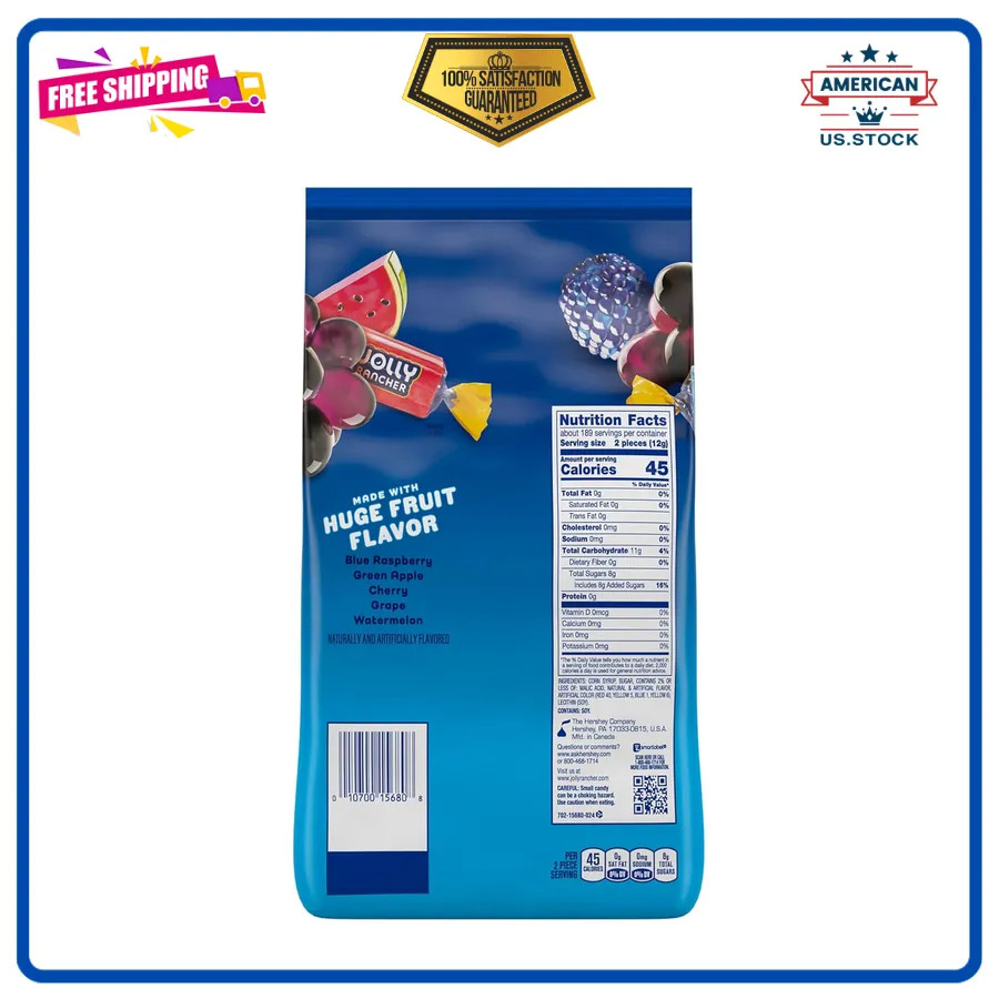 Jolly Rancher Assorted Fruit Flavored Hard Candy Bulk Bag 5 lb