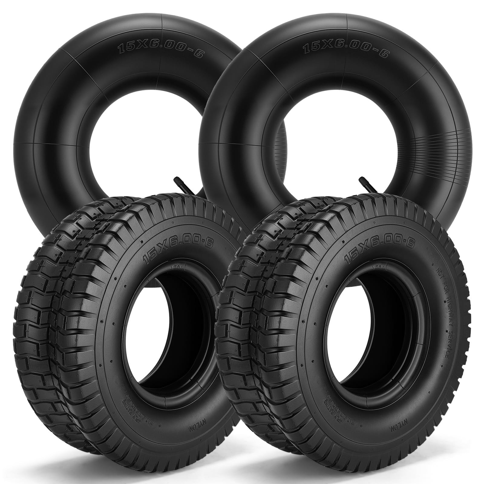 15x6.00-6nhs Lawn Mower Tires and Tube,4 Ply 15x6x6 Lawn Tractor Tire,15x6-6 ...