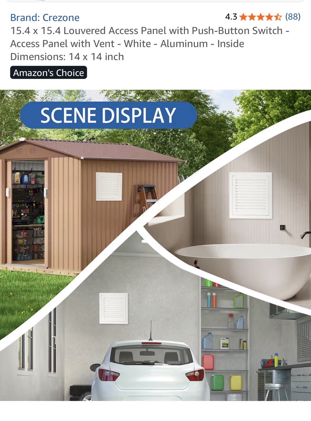 15.4 x 15.4 Louvered Access Panel with Push-Button Switch