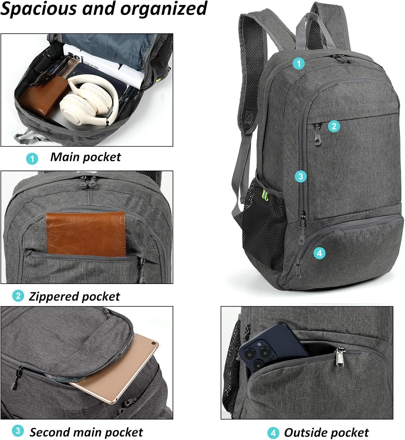 Ultra Lightweight Packable Backpack 25L - Foldable Hiking Daypack for Travel,...