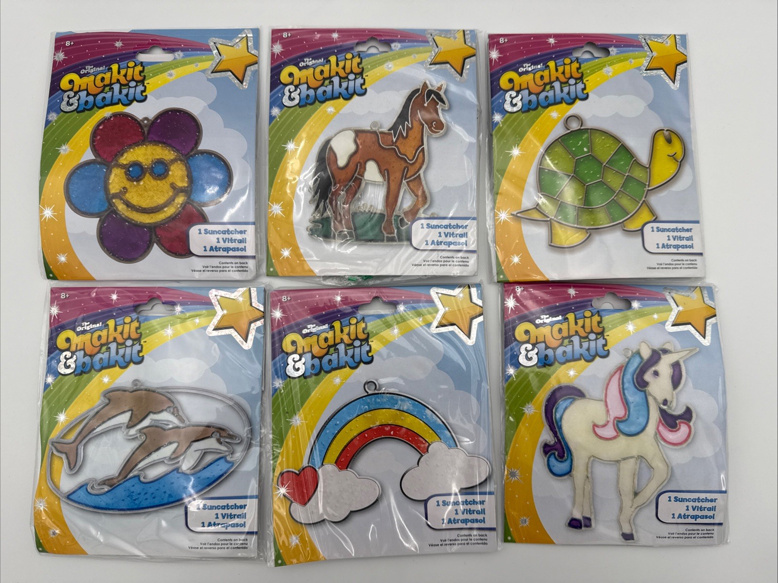 6 Make It & Bake It Suncatcher Craft Kits Rainbow Turtle Sunflower Horse Unicorn