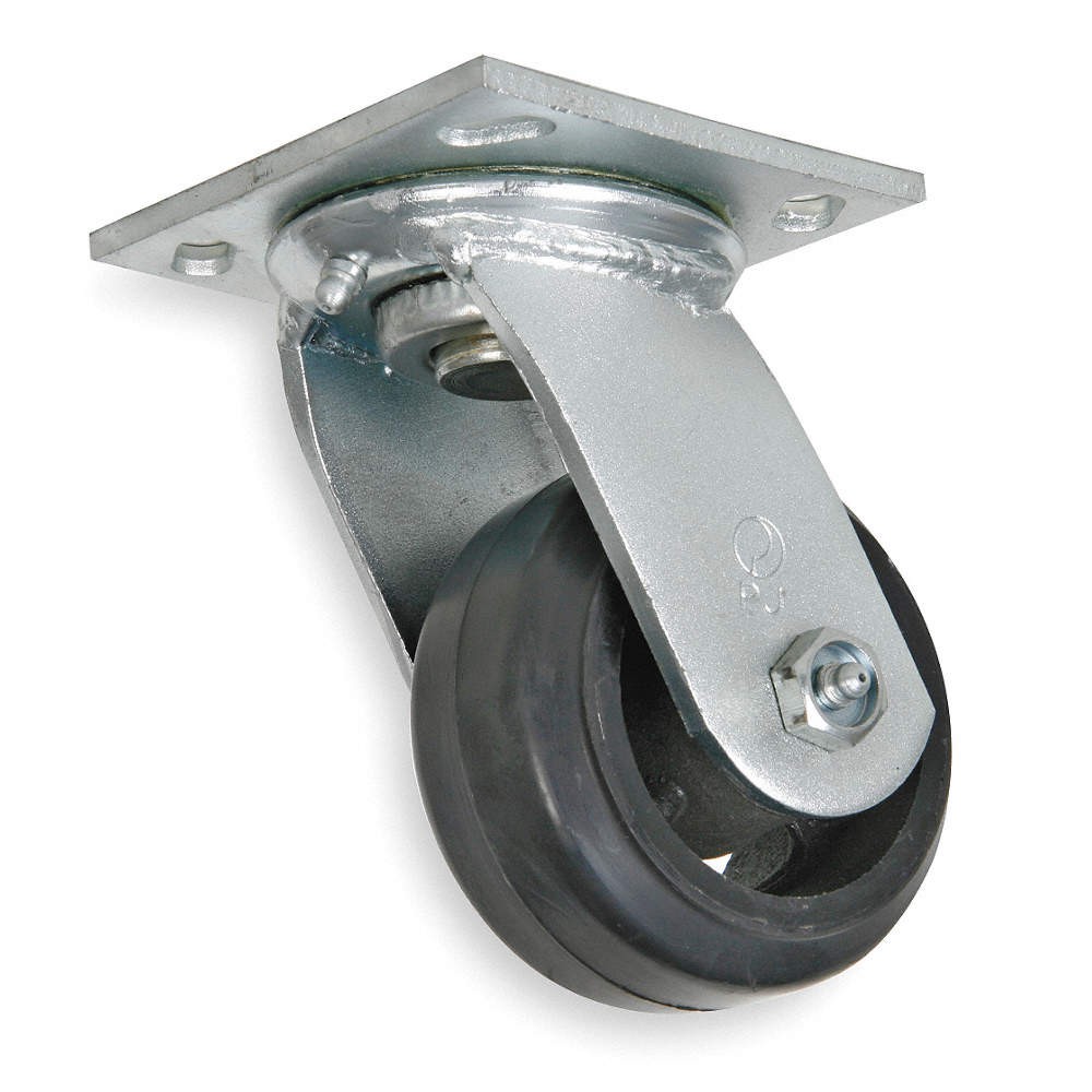 GRAINGER APPROVED 1NWJ8 Plate Caster,Swivel,Rubber,9 1/2"H 1NWJ8