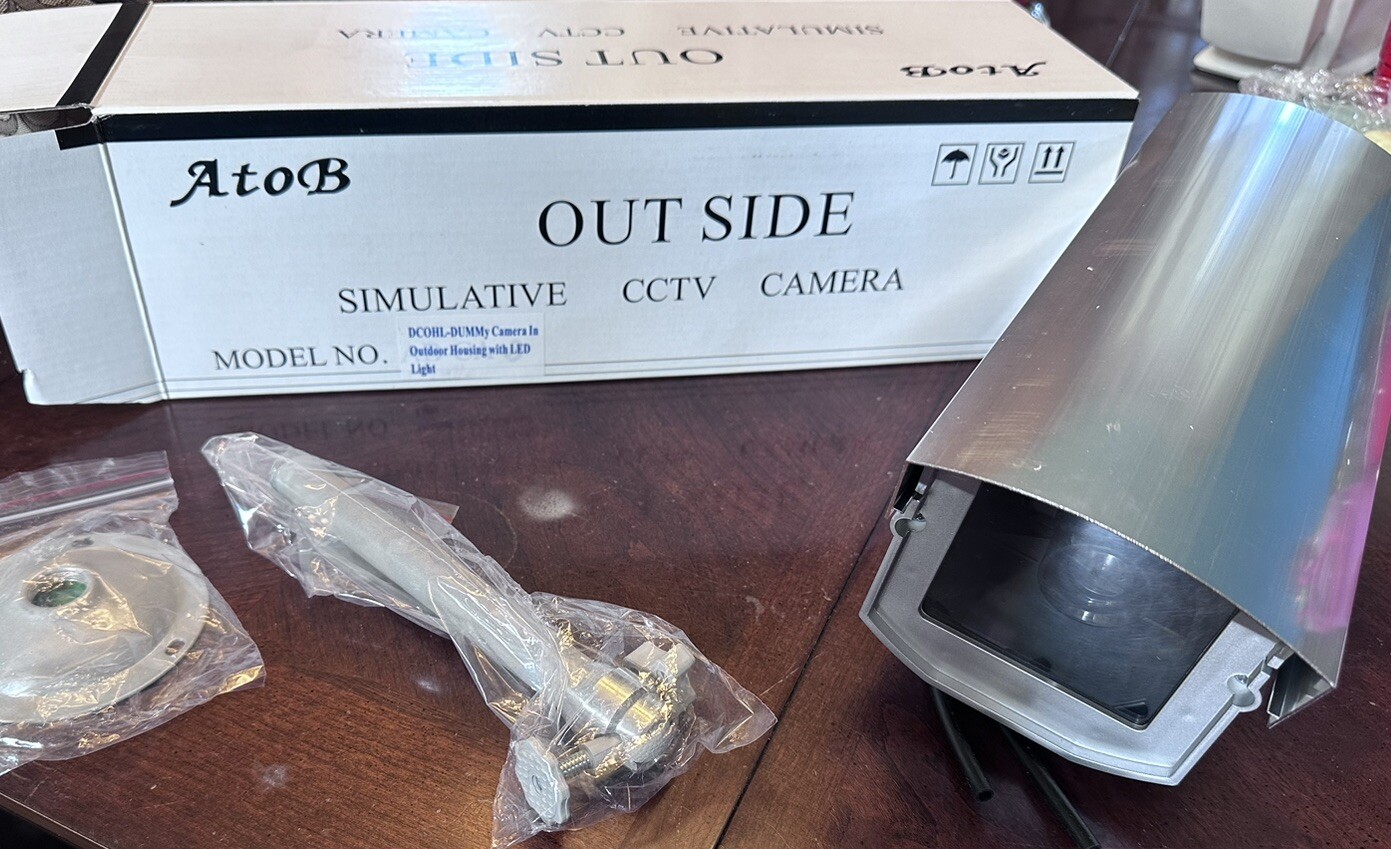 New In Box Outside Simulative CCTV Silver Camera