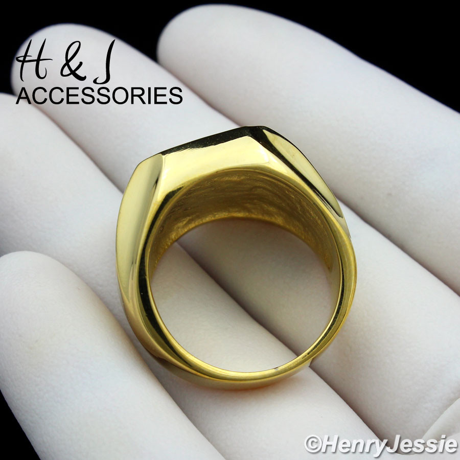 MEN Stainless Steel Gold Plated EAGLE Square Ring Size 8-13*AGR122