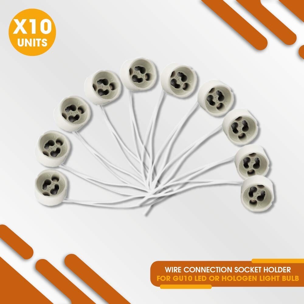 10 PCS - Wire Connection Socket Holder for GU10 LED Light or Hologen Light Bulb